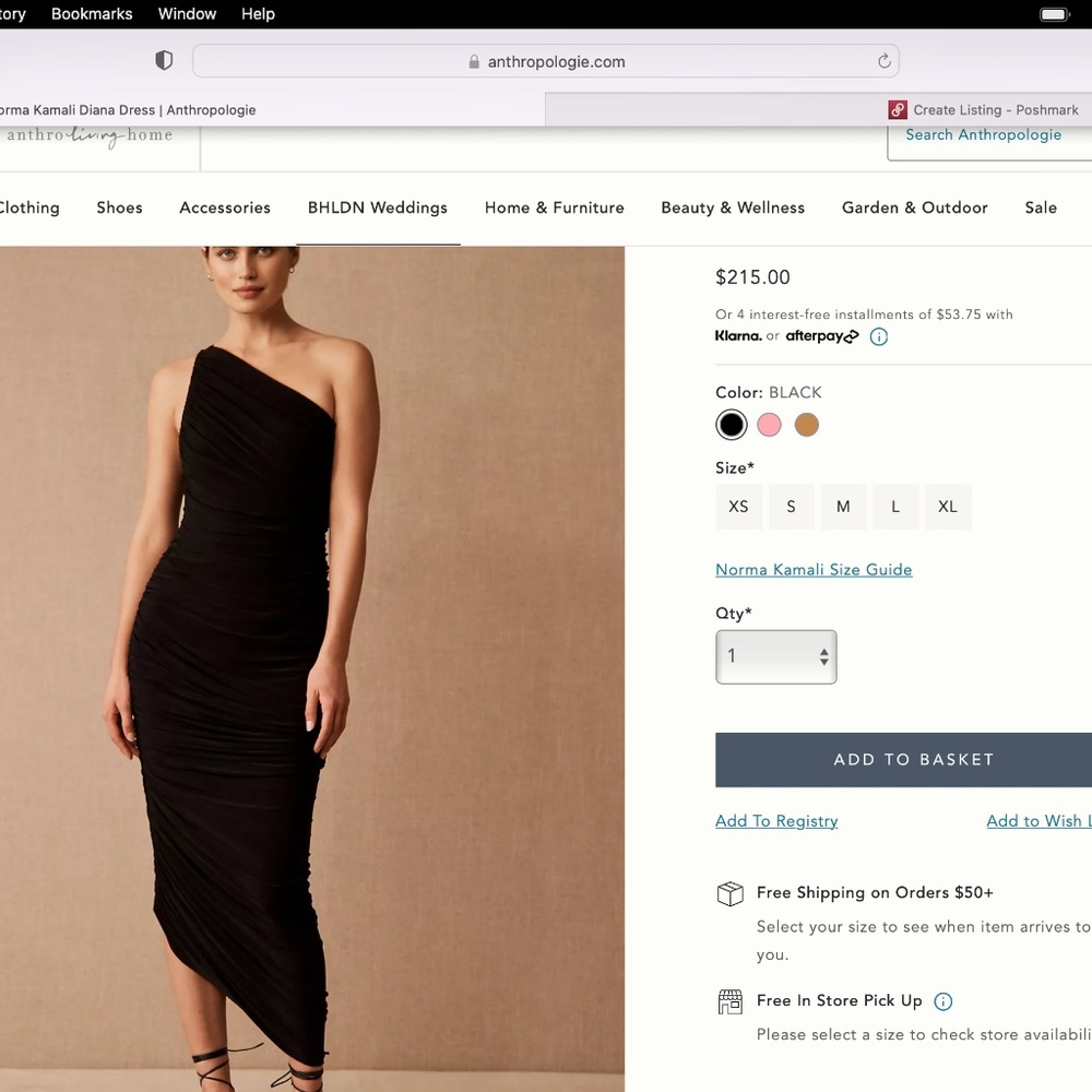 Anthropologie Dress! Norma Kamali Diana Dress in Black XS